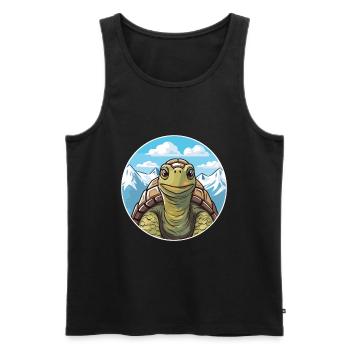 Turtle Watercolor Cartoon Kawaii Pet Animal Colorf - Men's Premium Organic Tank Top - black - Front - Michal (187cm)