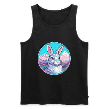 Rabbit Watercolor Cartoon Kawaii Pet Animal Colorf - Men's Premium Organic Tank Top - black - Front - Michal (187cm)