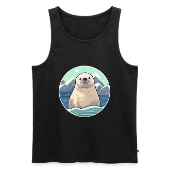 Siegel Aquarell Karikatur Kawaii Haustier Tier Bunt - Männer Premium Bio Tank Top - Schwarz - Vorne - Michal (187cm)
