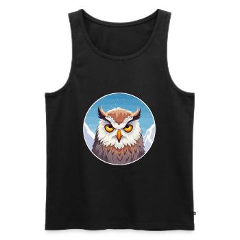 Owl Watercolor Cartoon Kawaii Pet Animal Colorful - Men's Premium Organic Tank Top - black - Front - Michal (187cm)