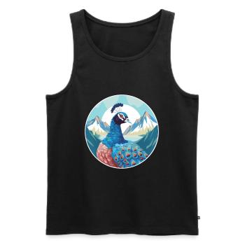 Paon Aquarelle Dessin Animé Kawaii Animal De Compagnie Animal Couleur - Débardeur bio Premium Homme - noir - Devant - Michal (187cm)