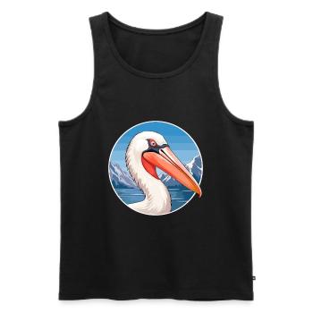 Pélican Aquarelle Dessin Animé Kawaii Animal De Compagnie Animal Couleur - Débardeur bio Premium Homme - noir - Devant - Michal (187cm)