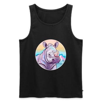 Rhino Watercolor Cartoon Kawaii Pet Animal Colorfu - Men's Premium Organic Tank Top - black - Front - AI Model Male 178 light (178cm)