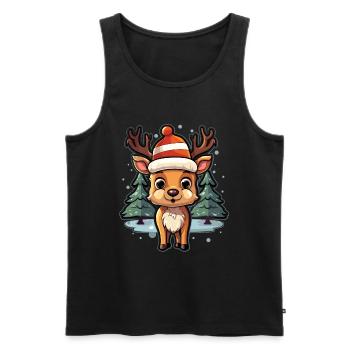 Das kleine Rentier mit mütze und 2 tannen - Männer Premium Bio Tank Top - Schwarz - Vorne - Michal (187cm)