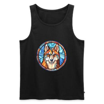 Alaskan Husky Dog Breed Stained Glass Colorful Wat - Men's Premium Organic Tank Top - black - Front - AI Model Male 178 light (178cm)