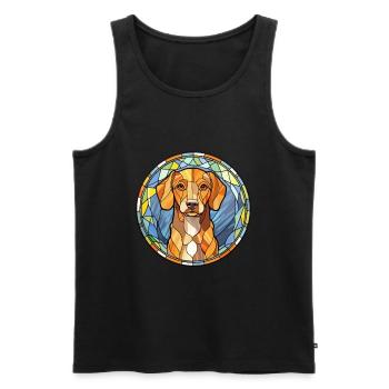 Ariegeois chien race vitrail coloré Waterco - Débardeur bio Premium Homme - noir - Devant - Michal (187cm)