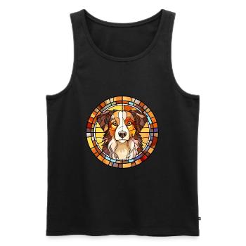 Australian Shepherd Hunderasse Buntglas Farbe - Männer Premium Bio Tank Top - Schwarz - Vorne - AI Model Male 178 light (178cm)