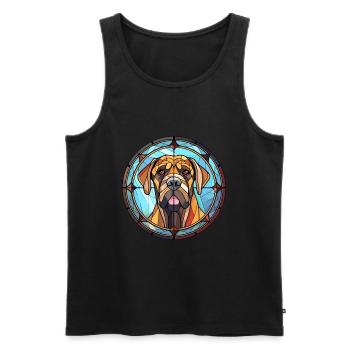 Mastiff alpin chien race vitrail coloré Wa - Débardeur bio Premium Homme - noir - Devant - Michal (187cm)