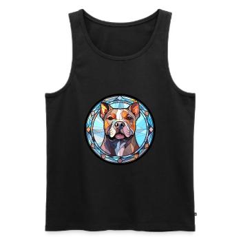 American Pitbull Terrier Dog Breed Stained Glass C - Men's Premium Organic Tank Top - black - Front - Michal (187cm)