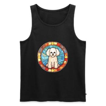 Bichon Frise Dog Breed Stained Glass Colorful Wate - Men's Premium Organic Tank Top - black - Front - AI Model Male 178 light (178cm)