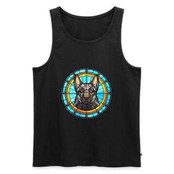 Schwarzer norwegischer Elchhund Hunderasse Buntglas C - Männer Premium Bio Tank Top - Schwarz - Vorne - Michal (187cm)