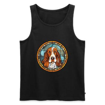 Basset Fauve de Bretagne Hunderasse Buntglas C - Männer Premium Bio Tank Top - Schwarz - Vorne - Michal (187cm)