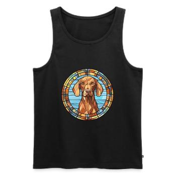 Chien d’arrêt belge race vitrail coloré W - Débardeur bio Premium Homme - noir - Devant - Michal (187cm)