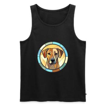 Black Mouth Cur Dog Breed Stained Glass Colorful W - Men's Premium Organic Tank Top - black - Front - AI Model Male 178 light (178cm)