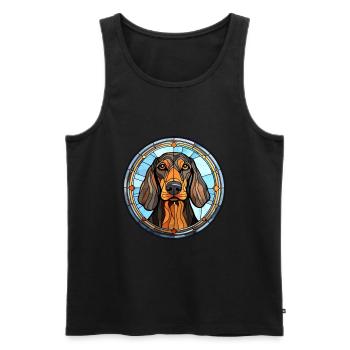 Noir et Tan Coonhound chien race vitrail Co - Débardeur bio Premium Homme - noir - Devant - Michal (187cm)