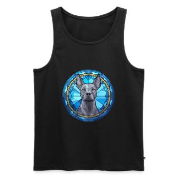 Blauer Thai Ridgeback Hund Rasse Buntglas Farbe - Männer Premium Bio Tank Top - Schwarz - Vorne - AI Model Male 178 light (178cm)