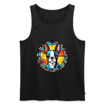 Boston Terrier Hunderasse Buntglas Bunt Wa - Männer Premium Bio Tank Top - Schwarz - Vorne - Michal (187cm)
