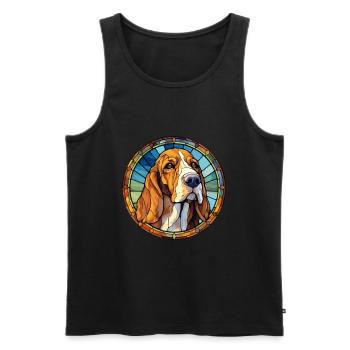 Bruno Jura Jagdhund Hunderasse Buntglas Bunt - Männer Premium Bio Tank Top - Schwarz - Vorne - AI Model Male 178 light (178cm)