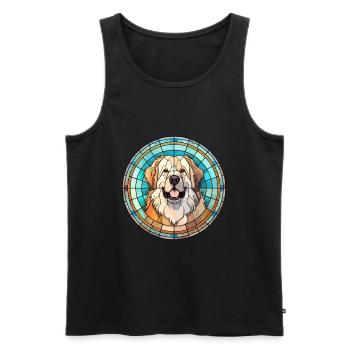 Caucasian Shepherd Dog Breed Stained Glass Colorfu - Men's Premium Organic Tank Top - black - Front - Michal (187cm)