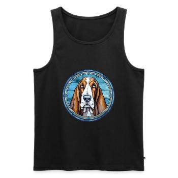 Blue Gascony Basset Dog Breed Stained Glass Colorf - Men's Premium Organic Tank Top - black - Front - Michal (187cm)