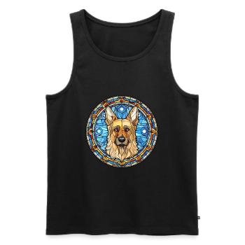 Böhmischer Schäferhund Rasse Buntglas Bunt - Männer Premium Bio Tank Top - Schwarz - Vorne - Michal (187cm)