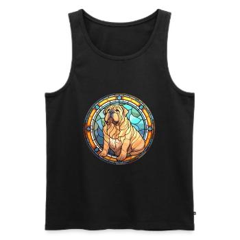 Chinois Shar Pei chien race vitrail coloré - Débardeur bio Premium Homme - noir - Devant - Michal (187cm)