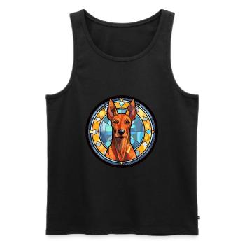 Doberman Pinscher chien race vitrail coloré - Débardeur bio Premium Homme - noir - Devant - Michal (187cm)