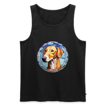 Cretan Hound Dog Breed Stained Glass Colorful Wate - Men's Premium Organic Tank Top - black - Front - Michal (187cm)
