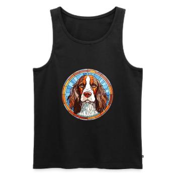 English Springer Spaniel Hunderasse Buntglas C - Männer Premium Bio Tank Top - Schwarz - Vorne - Michal (187cm)