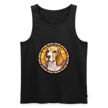 Foxhound anglais chien race vitrail coloré - Débardeur bio Premium Homme - noir - Devant - Michal (187cm)