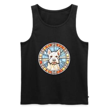 Englisch White Terrier Hunderasse Buntglas Colo - Männer Premium Bio Tank Top - Schwarz - Vorne - Michal (187cm)