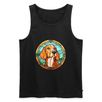 Finnish Hound Dog Breed Stained Glass Colorful Wat - Men's Premium Organic Tank Top - black - Front - AI Model Male 178 light (178cm)