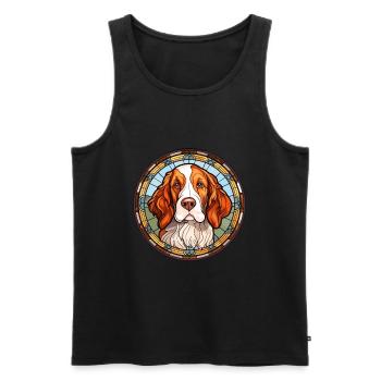 Français Bretagne chien race vitrail coloré W - Débardeur bio Premium Homme - noir - Devant - Michal (187cm)