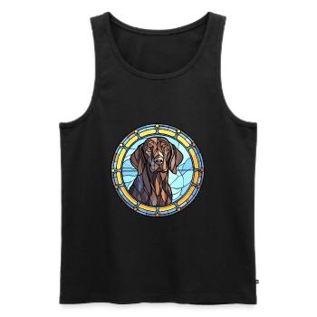 Frison pointage chien race vitrail coloré - Débardeur bio Premium Homme - noir - Devant - Michal (187cm)
