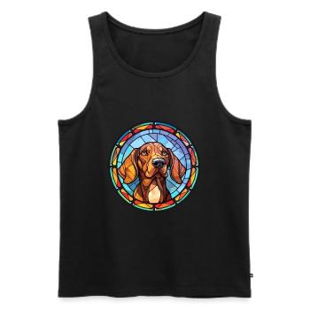 German Hound Dog Breed Stained Glass Colorful Wate - Men's Premium Organic Tank Top - black - Front - AI Model Male 178 light (178cm)