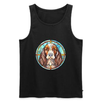 Épagneul allemand chien race vitrail coloré Wa - Débardeur bio Premium Homme - noir - Devant - Michal (187cm)