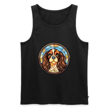 Anglais jouet épagneul chien race vitrail Colorf - Débardeur bio Premium Homme - noir - Devant - Michal (187cm)