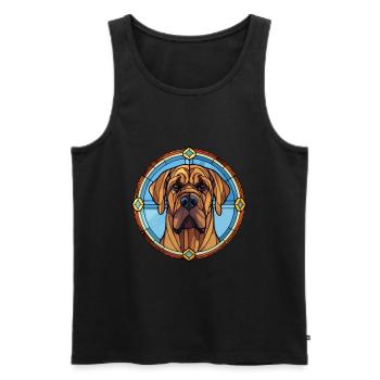 Brasileiro chien race vitrail coloré waterc - Débardeur bio Premium Homme - noir - Devant - Michal (187cm)