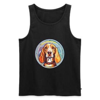 Estonian Hound Dog Breed Stained Glass Colorful Wa - Men's Premium Organic Tank Top - black - Front - Michal (187cm)