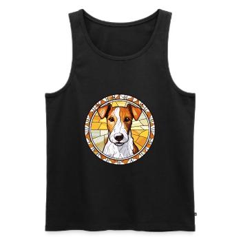 Foxterrier Glatte Hunderasse Buntglas Colorfu - Männer Premium Bio Tank Top - Schwarz - Vorne - AI Model Male 178 light (178cm)