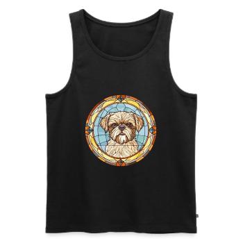 Griffon Bruxellois Dog Breed Stained Glass Colorfu - Men's Premium Organic Tank Top - black - Front - Michal (187cm)