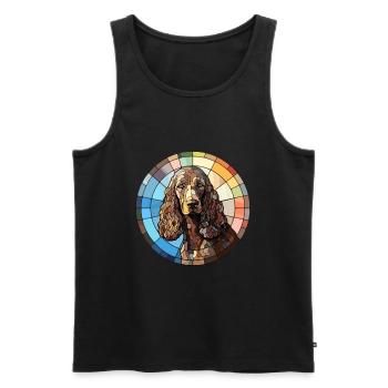 Irish Water Spaniel Dog Breed Buntglas Colorf - Männer Premium Bio Tank Top - Schwarz - Vorne - Michal (187cm)