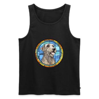 Irish Wolfhound chien race vitrail coloré W - Débardeur bio Premium Homme - noir - Devant - Michal (187cm)