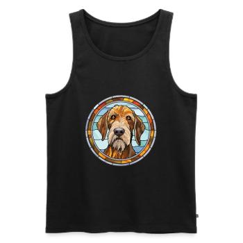 Istrie chien à poil dur chien race vitrail C - Débardeur bio Premium Homme - noir - Devant - Michal (187cm)