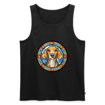 Jamthund Dog Breed Stained Glass Colorful Watercol - Men's Premium Organic Tank Top - black - Front - Michal (187cm)