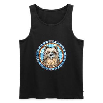 Keeshond Dog Breed Stained Glass Colorful Watercol - Men's Premium Organic Tank Top - black - Front - Michal (187cm)