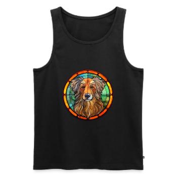 Kuchi Afghan Shepard chien race vitrail couleur - Débardeur bio Premium Homme - noir - Devant - Michal (187cm)