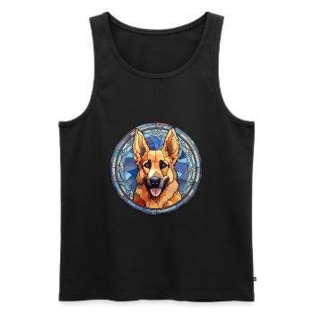 Kai Ken chien race vitrail coloré Watercolo - Débardeur bio Premium Homme - noir - Devant - Michal (187cm)