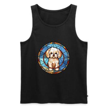 Maltipoo Dog Breed Stained Glass Colorful Watercol - Men's Premium Organic Tank Top - black - Front - Michal (187cm)