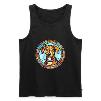 Jagdterrier Dog Breed Stained Glass Colorful Water - Men's Premium Organic Tank Top - black - Front - Michal (187cm)